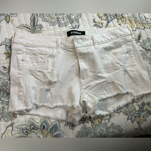 Express white jean shorts